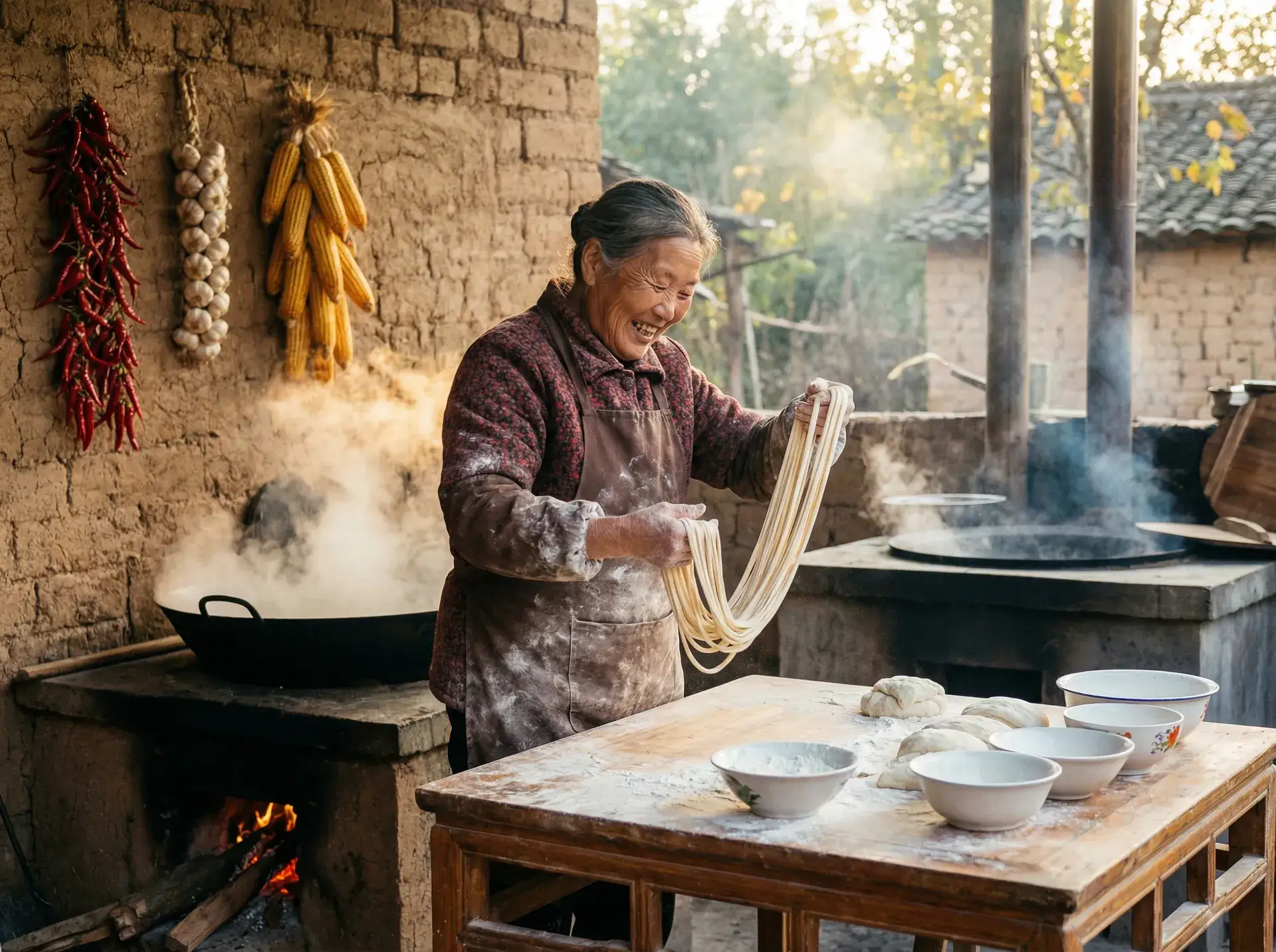 农家大嫂手擀面 - 小喵宝库 好看动漫 乡村美食